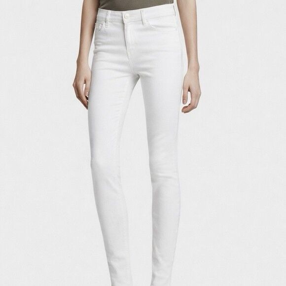 J Brand Pants - J Brand Maria Womens 26 White High Rise Skinny Denim Pants Jeans Raw Hem Frayed